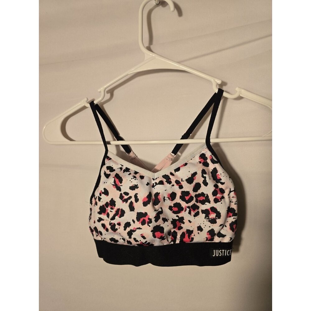 Justice Girl’s Training First Sports Bra Leopard Print Size 30 30A pink